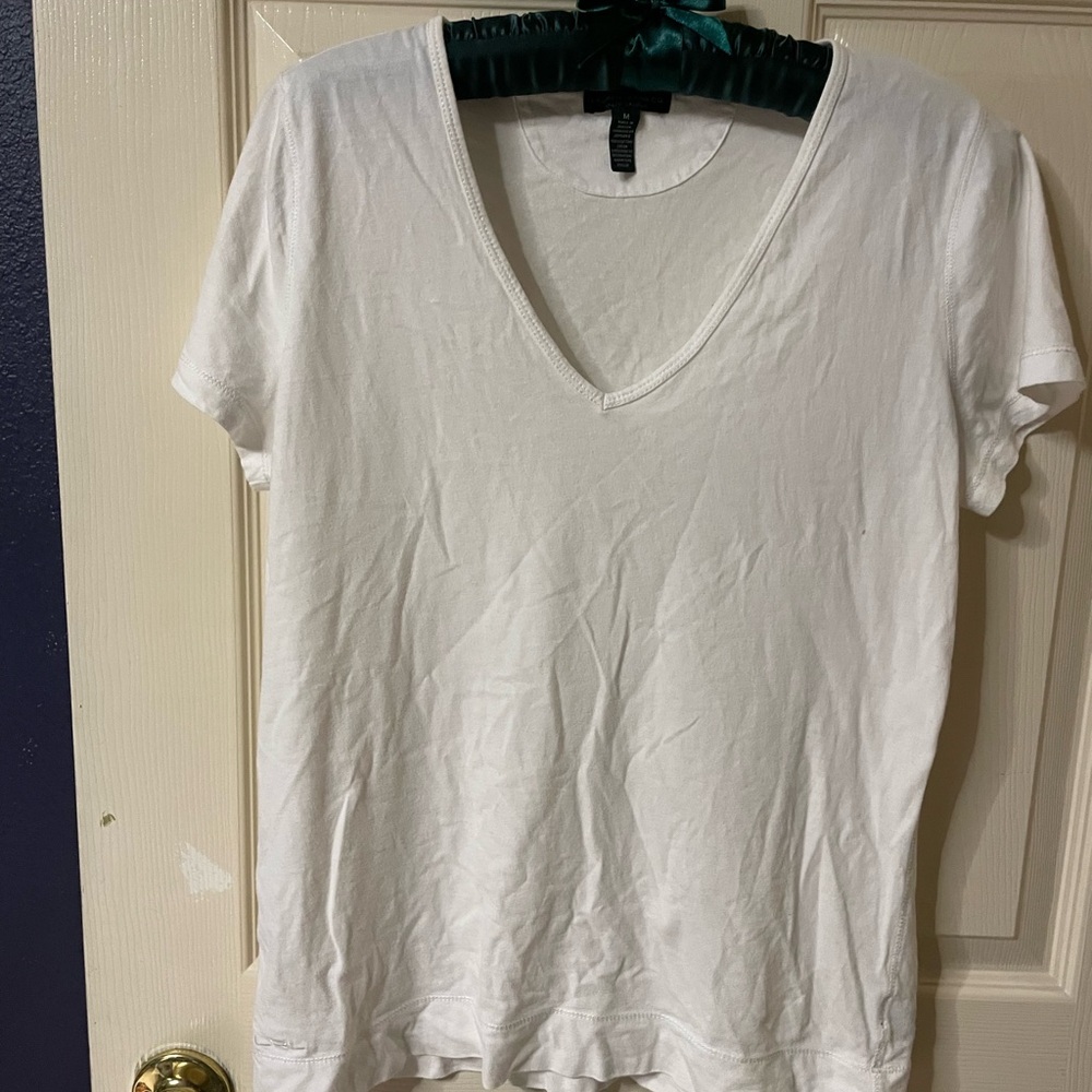 Lauren Jeans Co Ralph Lauren White V-Neck T-Shirt Size M